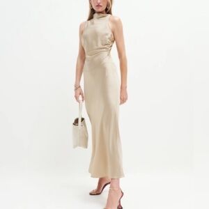 Reformation Cream High-Neck Maxi Dress